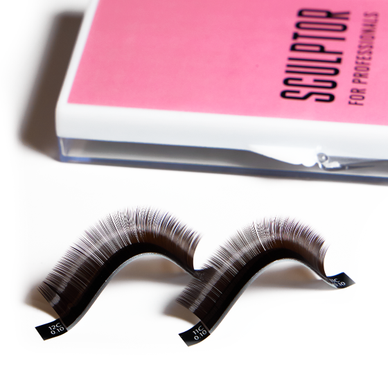 Dark chocolate eyelash extensions PRIZMATIC, mix 20 lines, SCULPTOR