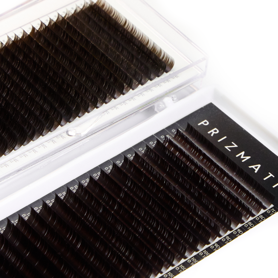 Dark chocolate eyelash extensions PRIZMATIC, mix 20 lines, SCULPTOR