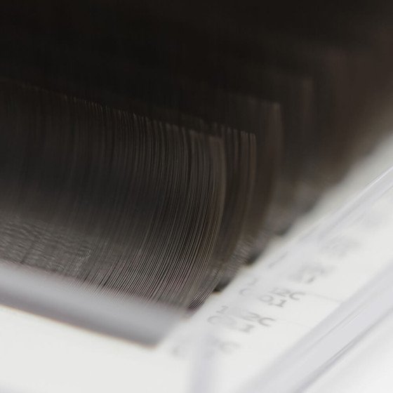 Dark chocolate lashes for extensions LASH&CASH, mix 28 lines, SCULPTOR